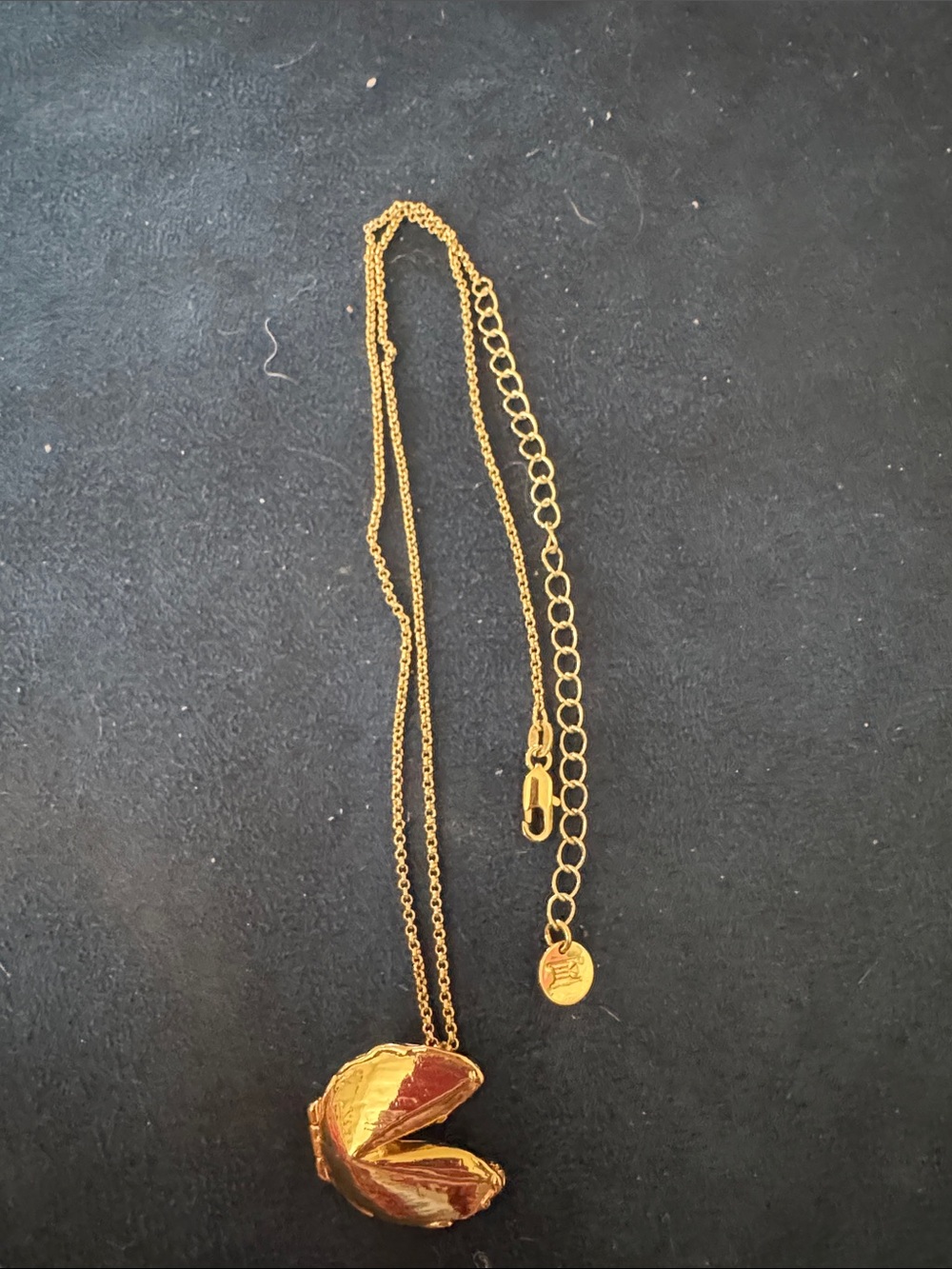 Gold dipped brass Fortune Cookie Pendant Necklace - Women's Jewelry